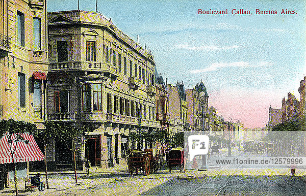 Boulevard Callao  Buenos Aires  Argentinien  Ende 19. oder Anfang 20. Jahrhundert(?). Künstler: Unbekannt