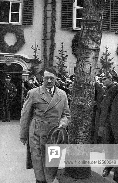 Adolf Hitler visiting the Schiller Haus in Weimar  Germany  1934. Artist: Unknown