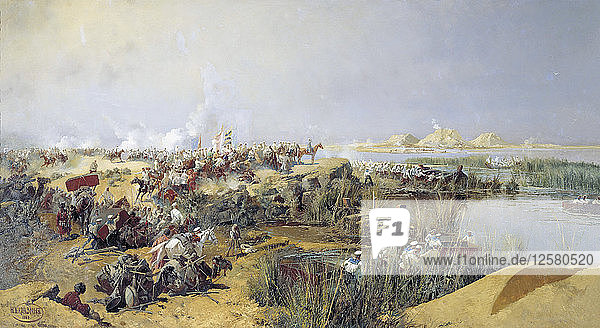 Russische Truppen bei der Überquerung des Flusses Amu Darya  1873 (1889). Künstler: Nikolai Karasin