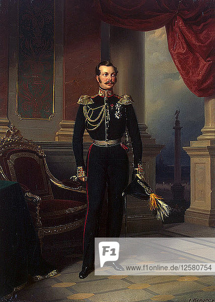 Porträt des Kronprinzen Alexander Nikolajewitsch  (1818-1881)  um 1840. Künstler: Franz Kruguer