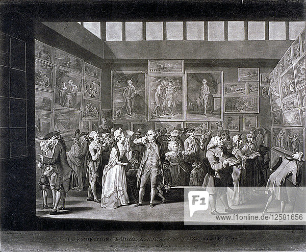 Ausstellung der Royal Academy of Arts in einem Haus in der Pall Mall  Westminster  London  1771 (1772). Künstler: Richard Earlom