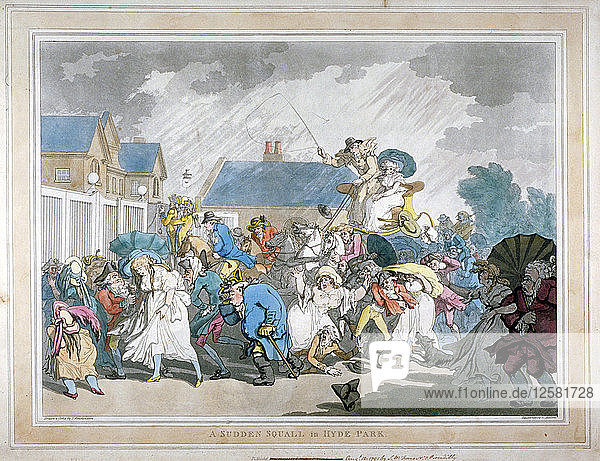 Eine plötzliche Sturmböe im Hyde Park  London  1791. Künstler: Thomas Rowlandson