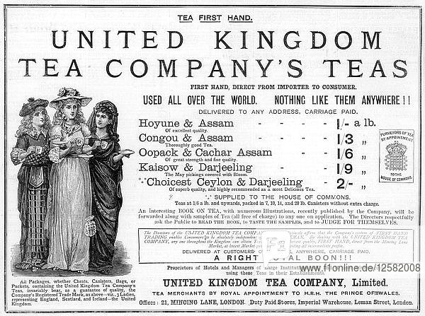 Advertisement for the United Kingdom Tea Company  1890. Artist: Unknown