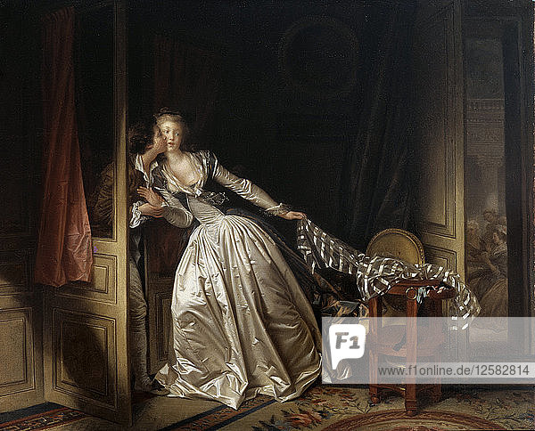 Der gestohlene Kuss  Ende der 1780er Jahre. Künstler: Jean-Honore Fragonard