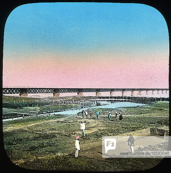 Sutlej-Brücke  Indien  Ende des 19. oder Anfang des 20. Jahrhunderts. Künstler: Unbekannt