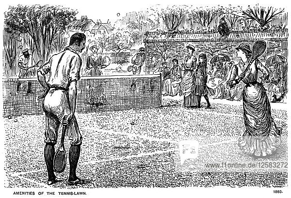 Annehmlichkeiten des Tennisplatzes  1883 (1891). Künstler: George du Maurier