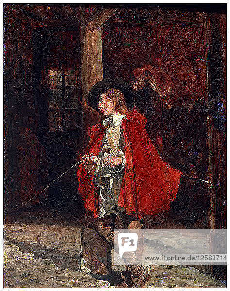 Bretteur (Schwertkämpfer) im roten Mantel  19. Jahrhundert. Künstler: Jean Louis Ernest Meissonier