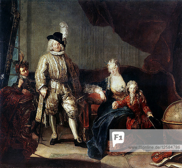Porträt des Freiherrn von Erlach mit seiner Familie  um 1710. Künstler: Antoine Pesne