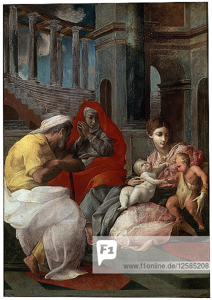 Die Heilige Familie mit Johannes dem Täufer und der Heiligen Elisabeth  1541. Künstler: Francesco Primaticcio