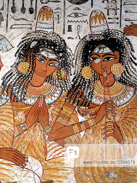 A detal of part of a banquet scene from the tomb of Nebamun.