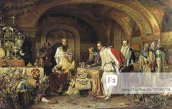 Iwan IV. von Russland führt dem Botschafter von Königin Elisabeth I. von England seine Schätze vor  1875