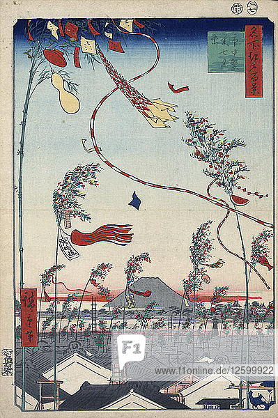 Wohlstand in der ganzen Stadt während des Tanabata-Festes  1856-1858.