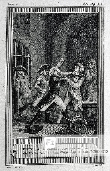 Die Ermordung des russischen Zaren Peter III. Fjodorowitsch am 17. Juli 1762  18. Jahrhundert.