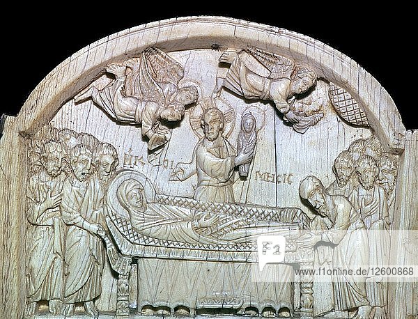 Teil eines byzantinischen Triptychons mit der Darstellung des Todes der Jungfrau Maria  11. Jahrhundert. Künstler: Unbekannt