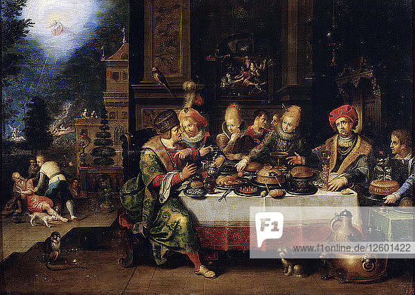 The Parable of the Rich Man and the Beggar Lazarus  17th century. Artist: Frans Francken II
