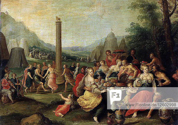 Die Anbetung des Goldenen Kalbes  Ende der 1620er Jahre. Künstler: Frans Francken II