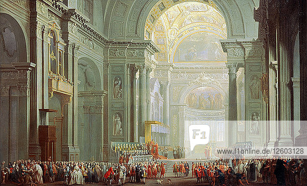 Innenraum des Petersdoms in Rom  18. Jahrhundert. Künstler: Giovanni Paolo Panini