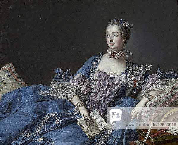 Porträt der Marquise de Pompadour (1721-1764)  um 1758. Künstler: Boucher  François (1703-1770)