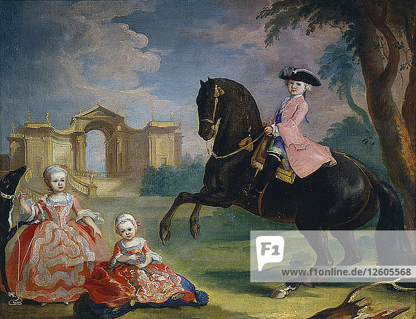 Porträt der Kinder des Grafen Iwan Illarionowitsch Woronzow: Artemi  Anna und Eudokia (Avdotya)  1754. Künstler: Prenner  Georg Kaspar  von (1720-1766)