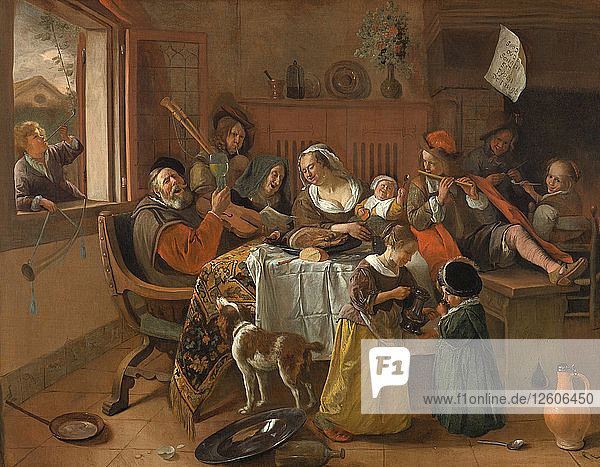 Die lustige Familie  1668. Künstler: Steen  Jan Havicksz (1626-1679)