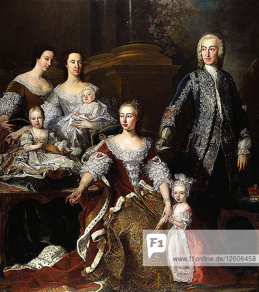 Augusta von Sachsen-Gotha  Prinzessin von Wales  mit Mitgliedern ihrer Familie und ihres Haushalts  1739. Künstler: Van Loo  Jean Baptiste (1684-1745)