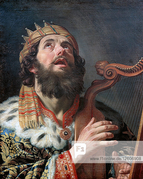König David spielt die Harfe  1622. Künstler: Honthorst  Gerrit  van (1590-1656)