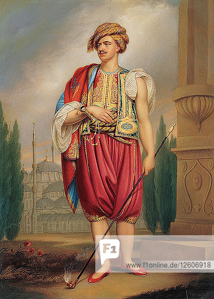 Porträt von Thomas Hope (1769?1831) in türkischer Tracht (nach William Beechey)  frühes 19. Jahrhundert. Künstler: Bone  Henry (1755-1834)