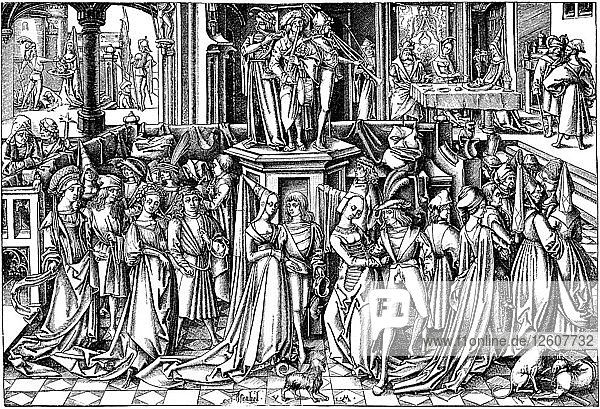 Der Tanz am Hof des Herodes  um 1500. Künstler: Meckenem  Israhel van  der Jüngere (ca. 1440-1503)
