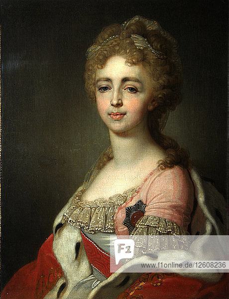 Porträt der Großfürstin Alexandra Pawlowna (1783-1801)  Tochter von Kaiser Paul I.  1798. Künstler: Borowikowski  Wladimir Lukitsch (1757-1825)