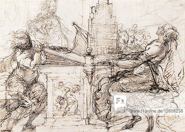 Die Heilige Cäcilie an der Orgel  1620-1629. Künstler: Crespi  Daniele (1598-1630)