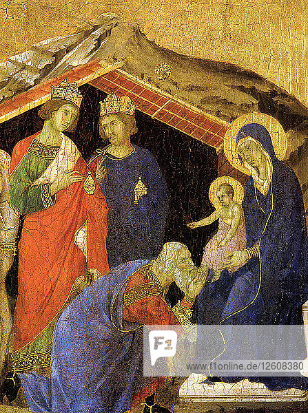 Die Anbetung der Heiligen Drei Könige. Detail aus dem Maesta-Altar  ca. 1308-1311. Künstler: Duccio di Buoninsegna (ca. 1255-1319)