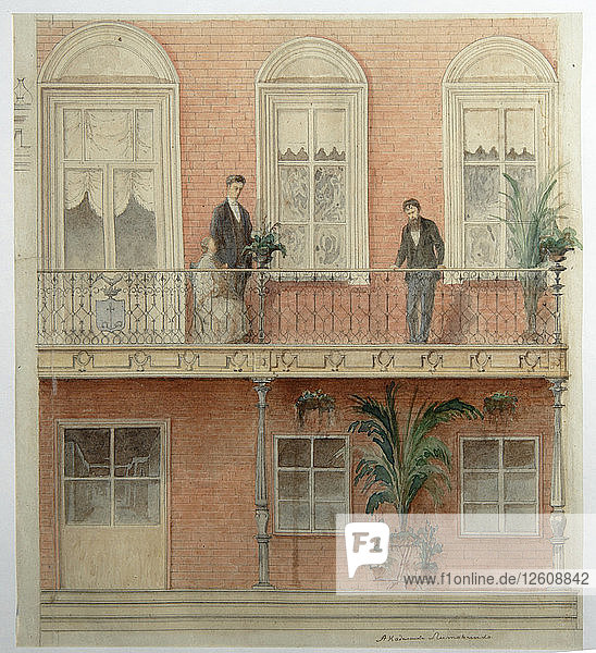 Das Balkonprojekt für das Haus der Familie Schwarz in der Siedlung Bely Kolodets  1875. Künstler: Litowtschenko  Alexander Dmitrijewitsch (1835-1890)