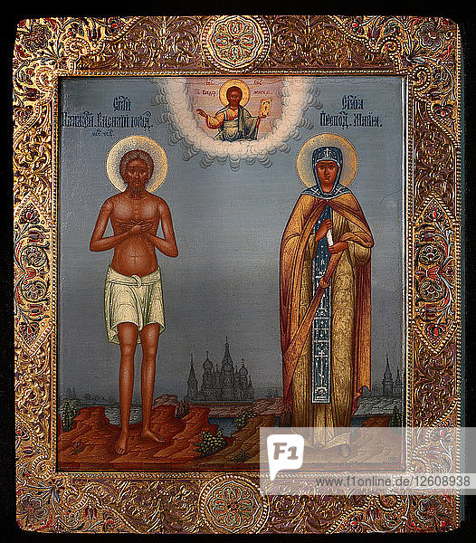 Basilius der Selige und die heilige Maria von Ägypten  1901. Künstler: Tschirikow  Osip Semionowitsch (?-1903)