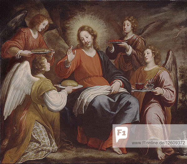 Engel  die Christus in der Wüste dienen. Künstler: Rosselli  Matteo (1578-1650)