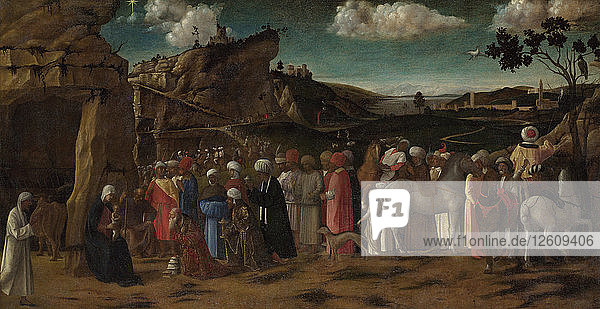 Die Anbetung der Könige  um 1480. Künstler: Bellini  Giovanni  (Werkstatt)