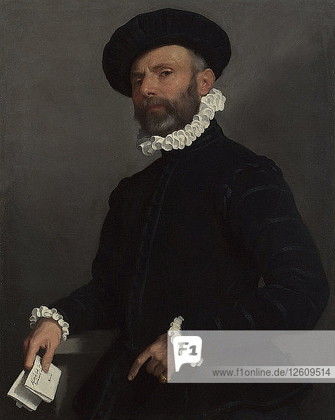 Porträt eines Mannes  der einen Brief hält (LAvvocato)  um 1570. Künstler: Moroni  Giovan Battista (1520/25-1578)