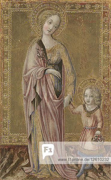 Die heilige Dorothy und das Christuskind  um 1460. Künstler: Francesco di Giorgio Martini (1439-1501)