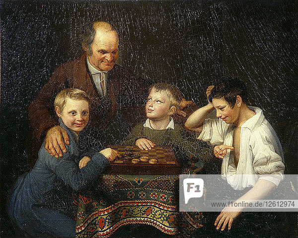 Das Damespiel  1824. Künstler: Pnin  Pjotr Iwanowitsch (1803-1837)