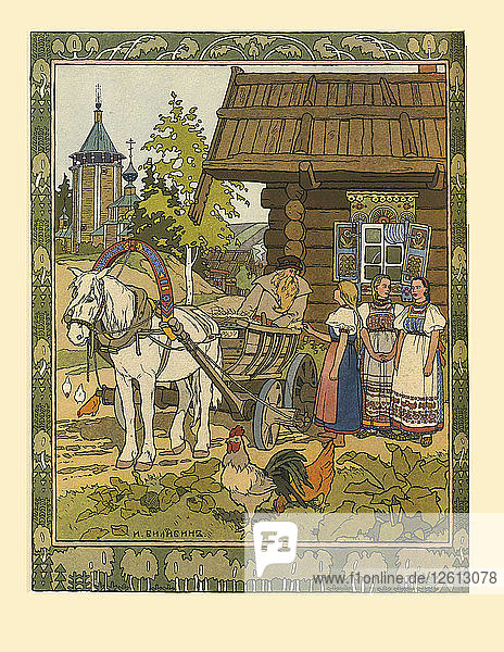 Illustration für das Märchen Die Feder von Finist dem Falken  1901-1902. Künstler: Bilibin  Iwan Jakowlewitsch (1876-1942)