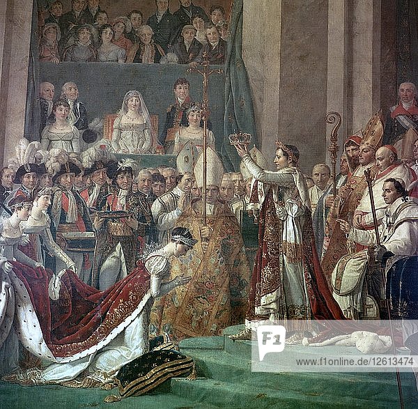 Painting of Napoleon Buonaparte and Empress Josephine  18th century. Artist: Jacques-Louis David