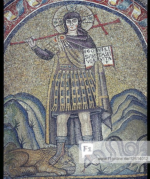 Mosaic of Christ dressed as a Roman soldier  6th century. Artist: Unknown