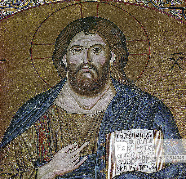 Byzantinisches Mosaik von Christus Pantokrator  11. Jahrhundert. Künstler: Unbekannt