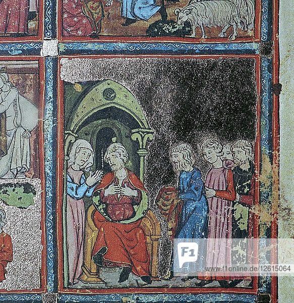 Illustration from the Golden Haggadah  15th century. Artist: Unknown