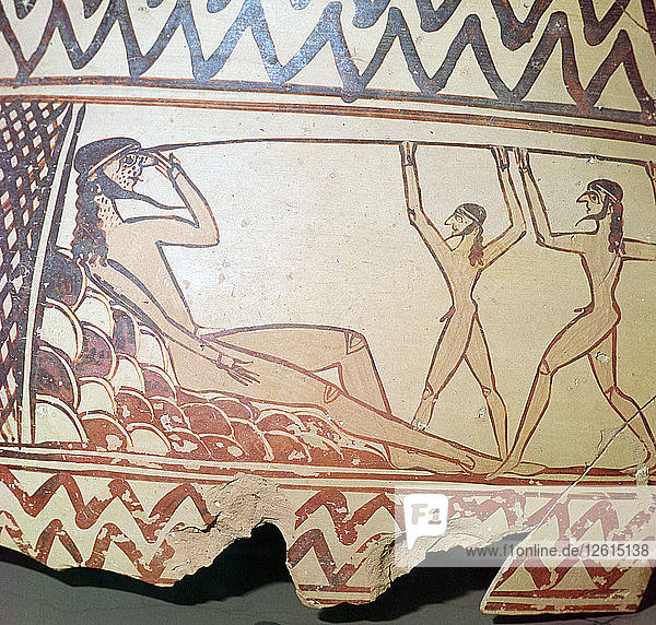 Odysseus und seine Gefährten stechen Polyphem das Auge aus  7. Jahrhundert vor Christus. Künstler: Unbekannt