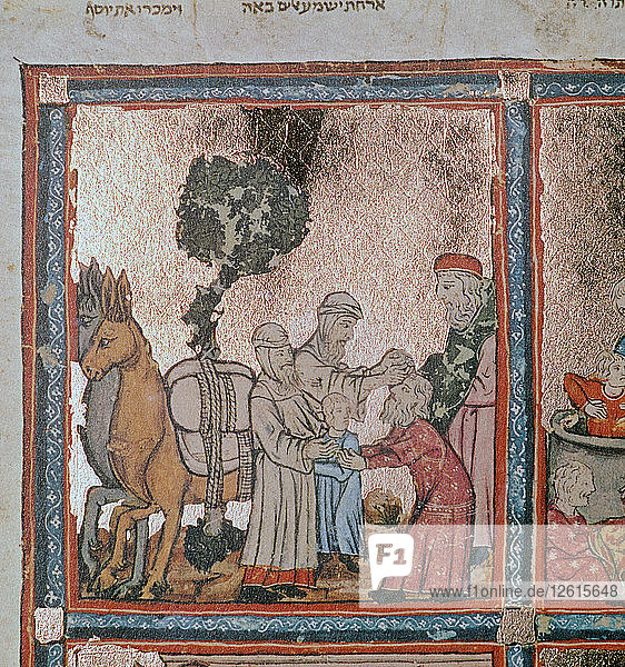 Illustration von Joseph  der von seinen Brüdern verkauft wird  14. Jahrhundert. Künstler: Unbekannt