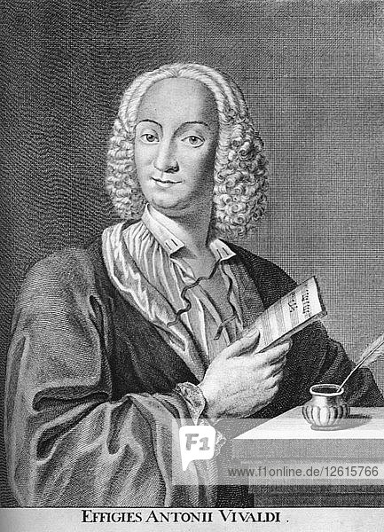 Antonio Vivaldi  italienischer Barockkomponist  katholischer Priester und virtuoser Violinist  1725. Künstler: Peter La Cave
