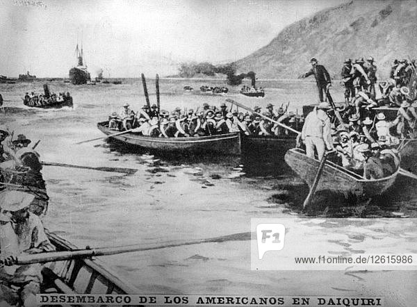 Landing of the Americans in Dalquiri  (1898)  1920s. Artist: Unknown