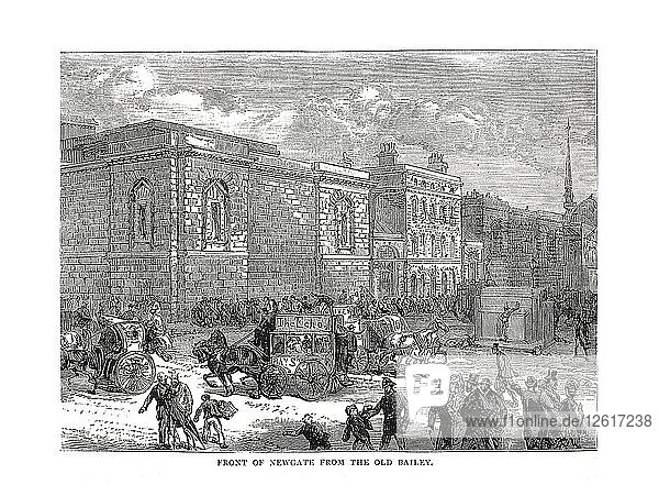 Fassade von Newgate vom Old Bailey aus gesehen  1878. Künstler: Unbekannt