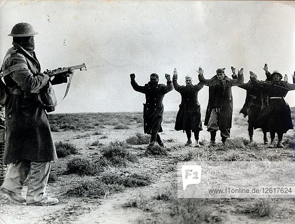 Italian troops surrender to an Australian soldier  Bardia  Libya  World War II  1941. Artist: Unknown