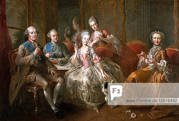 Die Tasse Schokolade (Die Familie Penthièvre). Künstler: Charpentier  Jean-Baptiste (1728-1806)